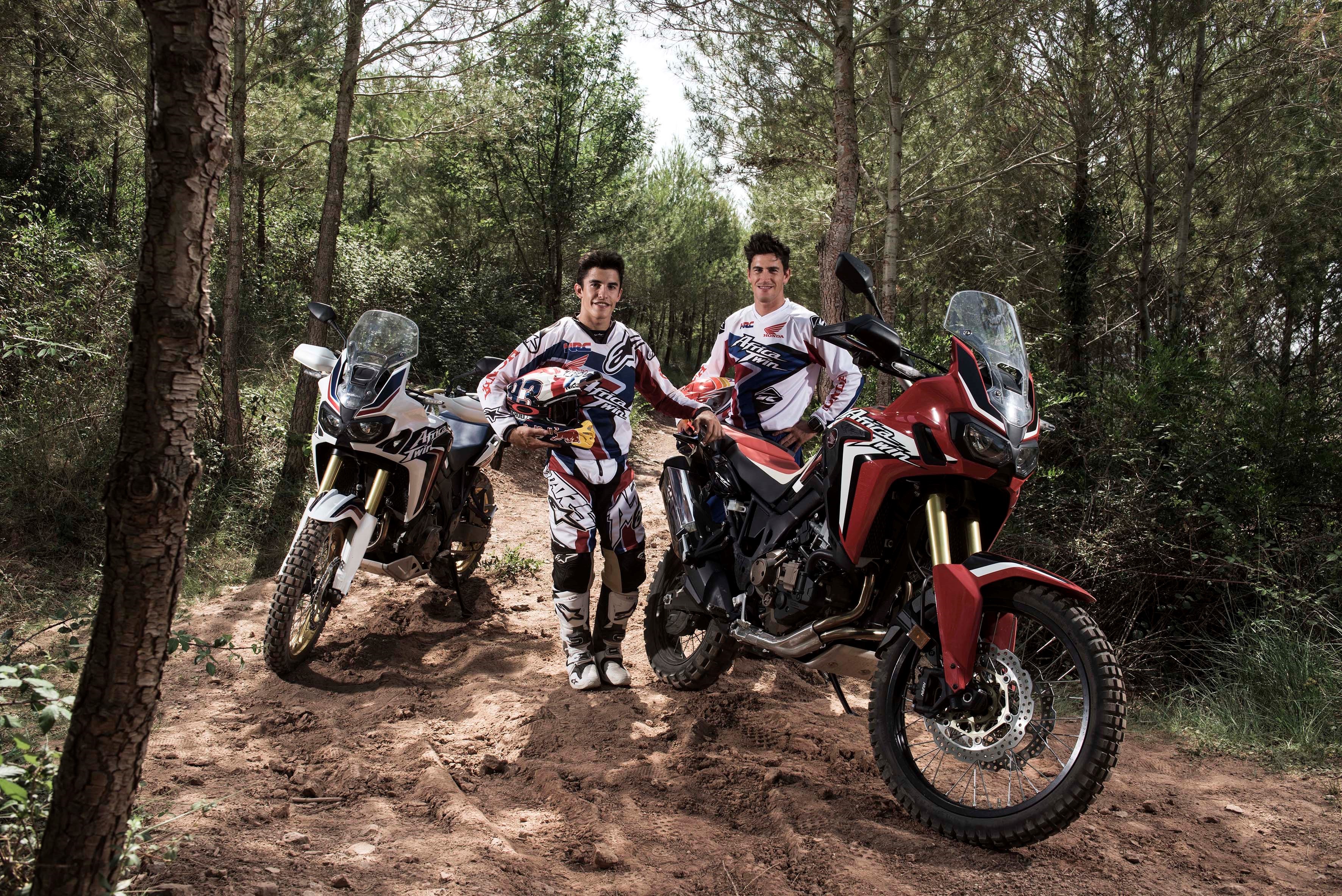 Marc Marquez and Joan Barreda riding the new CRF1000L Africa Twin